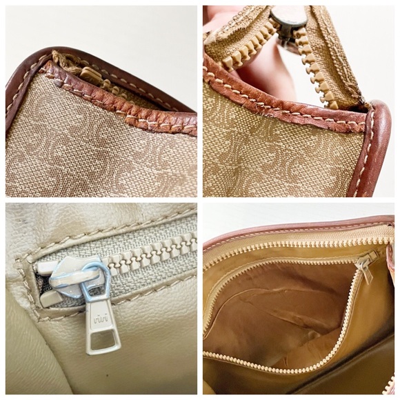 Celine beige macadam canvas and leather small clutch zip pouch bag - Picture 7 of 12